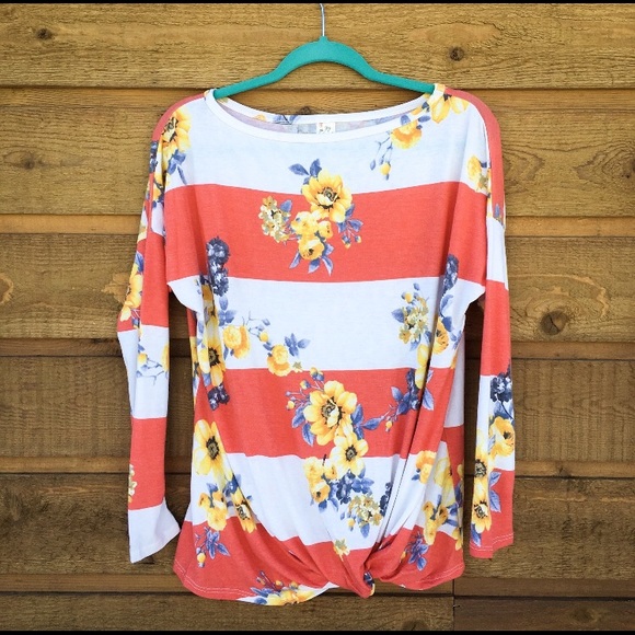 7th Ray Tops - 7th Ray | Women’s Striped Floral Top 🧡 Stitchfix